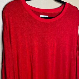 Bright Red Rayon Oversized Comfy Shirt